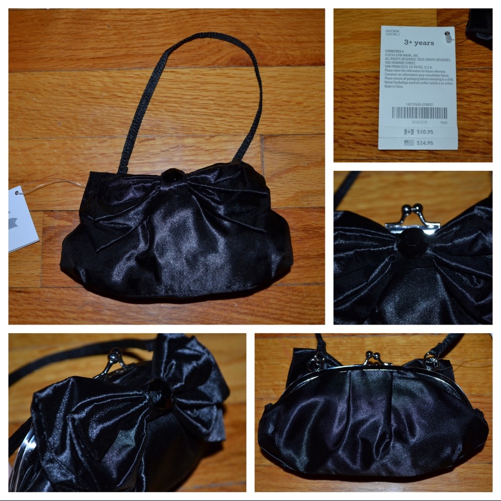 Girls Gymboree black satin purse, NWT